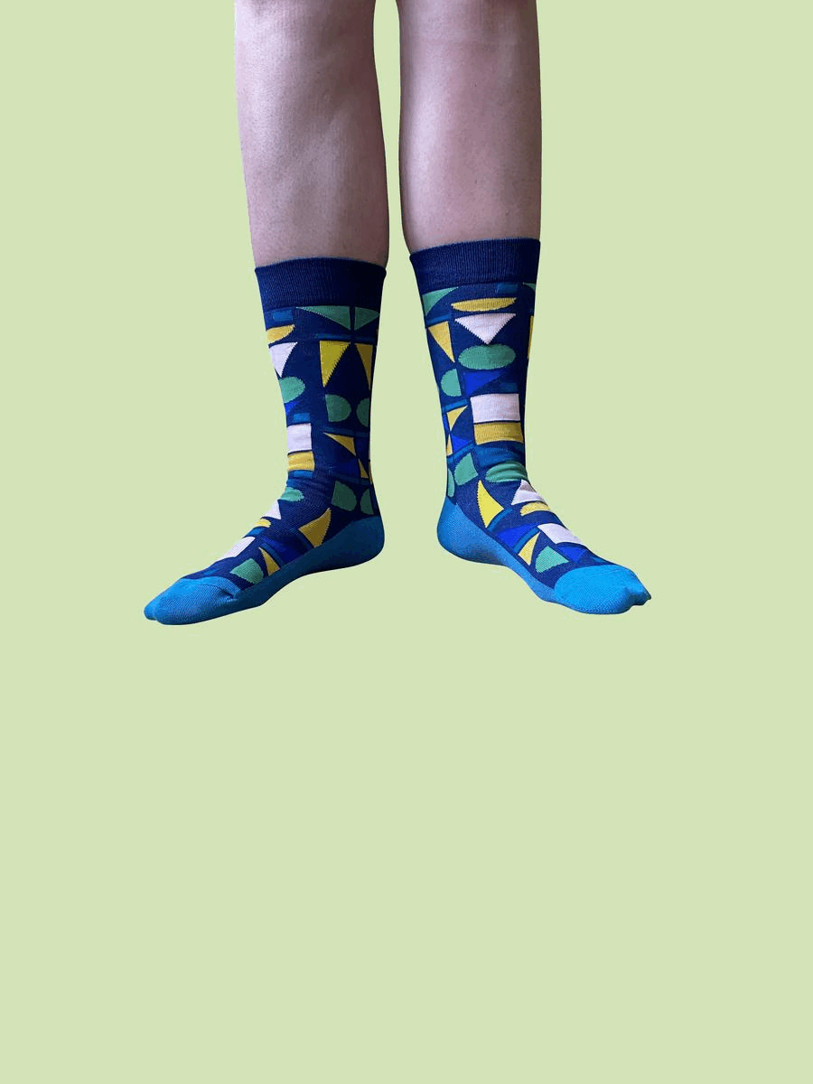 Made of Many - Bamboo Sock - Blue Multi Color