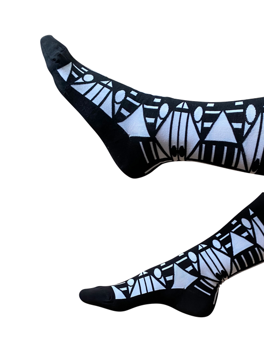 Xhosa - Bamboo Sock - Black White